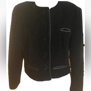 Field Manor  Women Plush Black Velvet Jacket Size 14